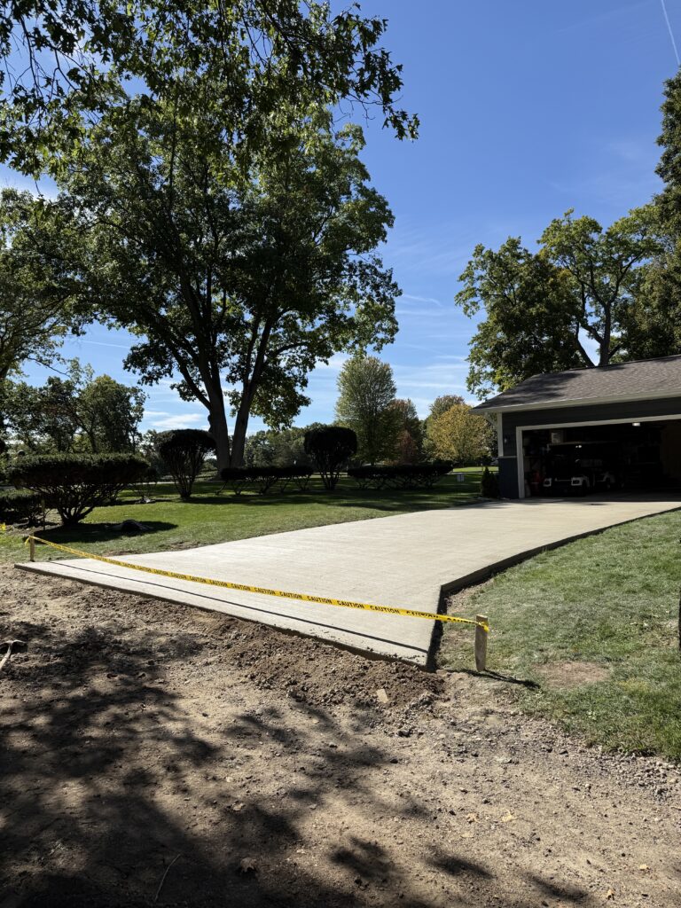 newly poured driveway in chelsea michigan